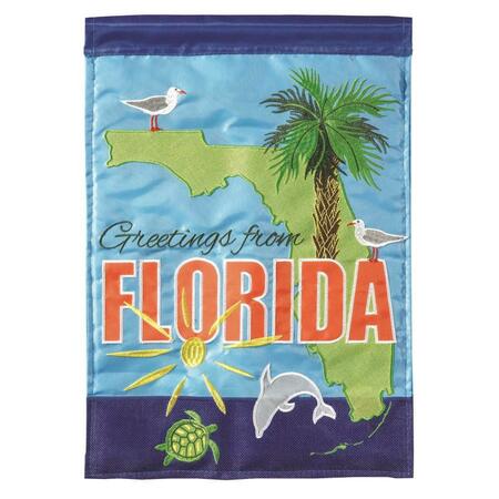 RECINTO 29 x 42 in. Double Applique Florida State Greetings Garden Flag - Large RE3469804